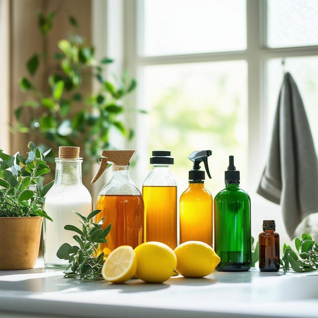 various eco-friendly products on the kitchen counter
