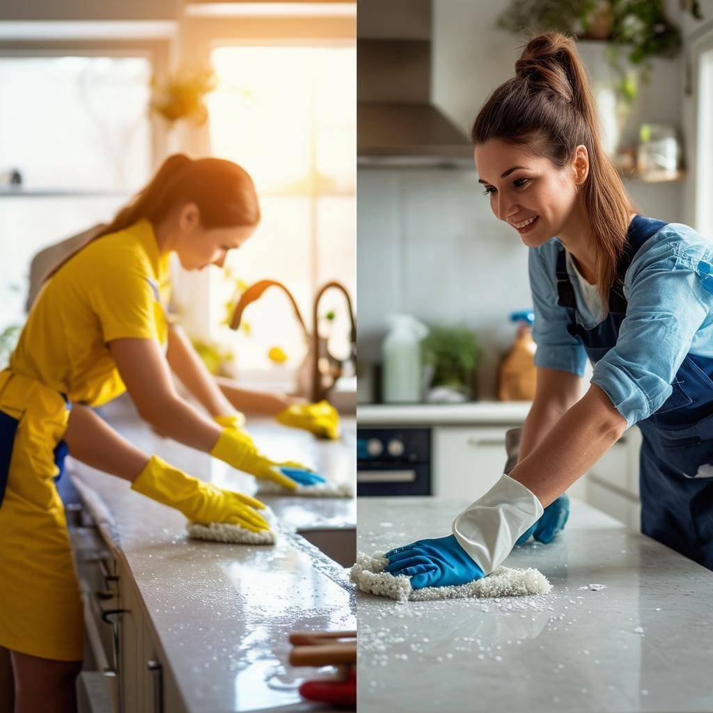 professional cleaner cleaning kitchen