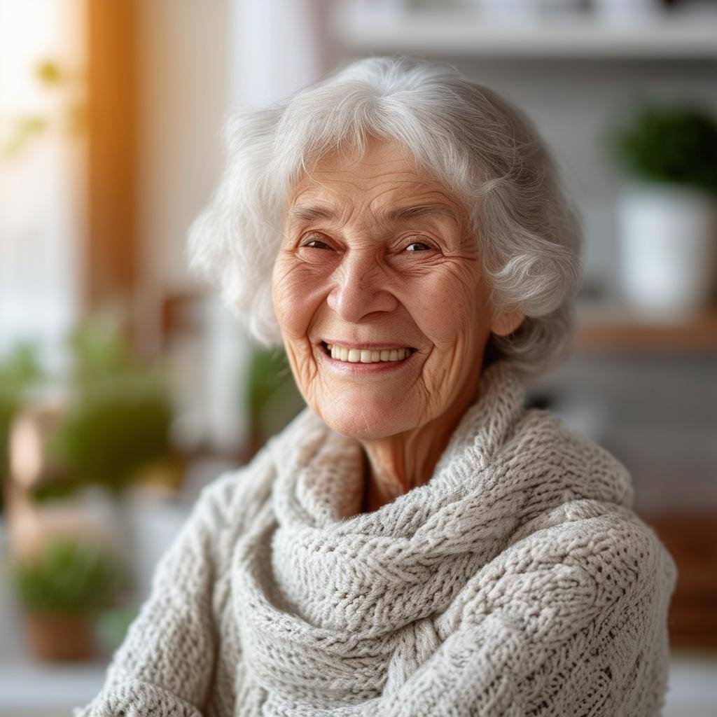 senior citizen lady happy with her clean