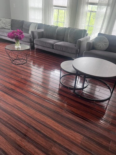 Polished living room floors after premium weekly house cleaning in Bel Air MD