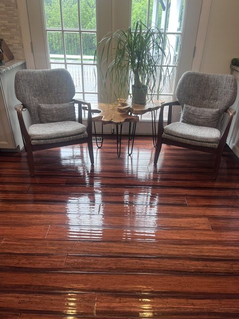Calm sitting area with polished floors from weekly home care in Harford County