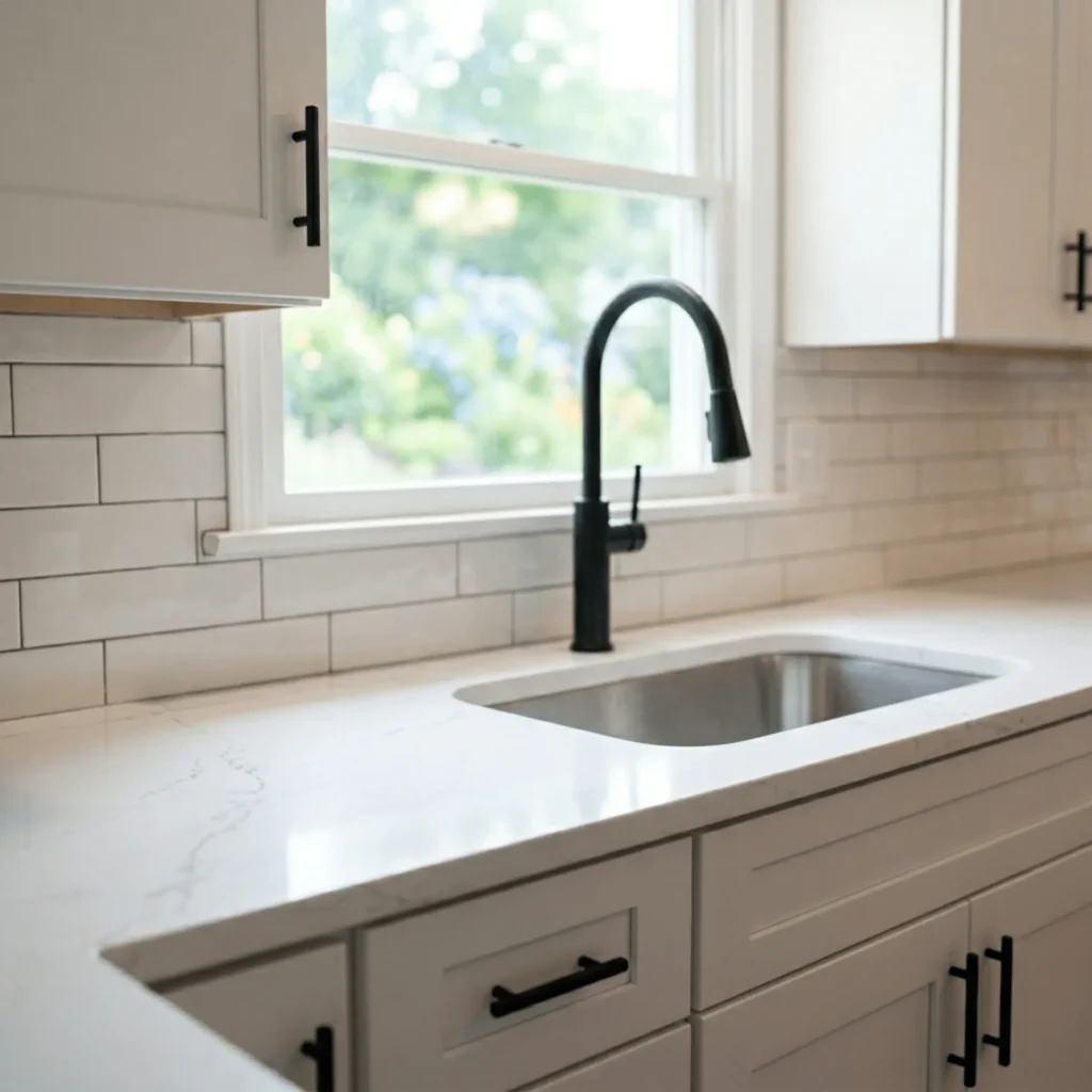 Bright kitchen maintained through LuxeGlow EcoClean's weekly house cleaning service in Bel Air, MD.